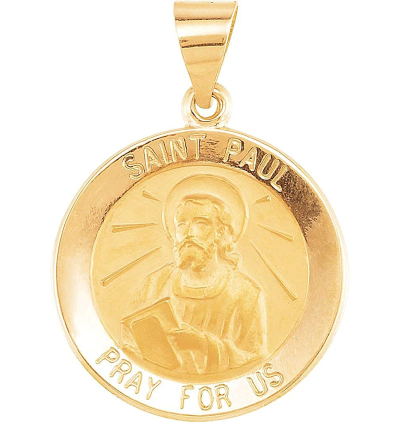 14k Yellow Gold Round Hollow St. Paul Medal (14.75MM)
