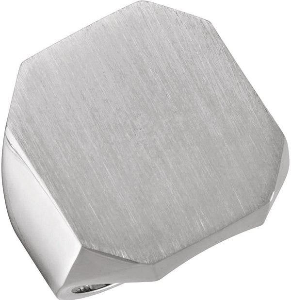 Men's Brushed Finish Signet Ring, 22X20mm 14k White Gold, Size 10 (20X18MM)