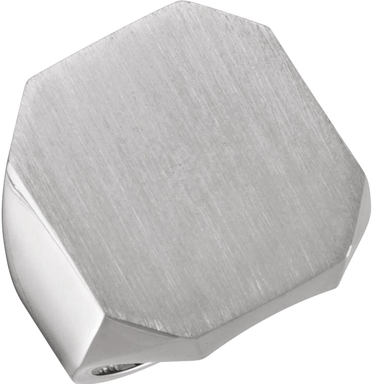 Men's Satin Brushed Signet Ring, 18kX1 White Gold (22X20MM)