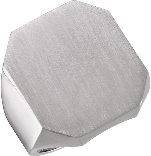 Men's Satin Brushed Signet Ring, 10kX1 White Gold (22X20MM)