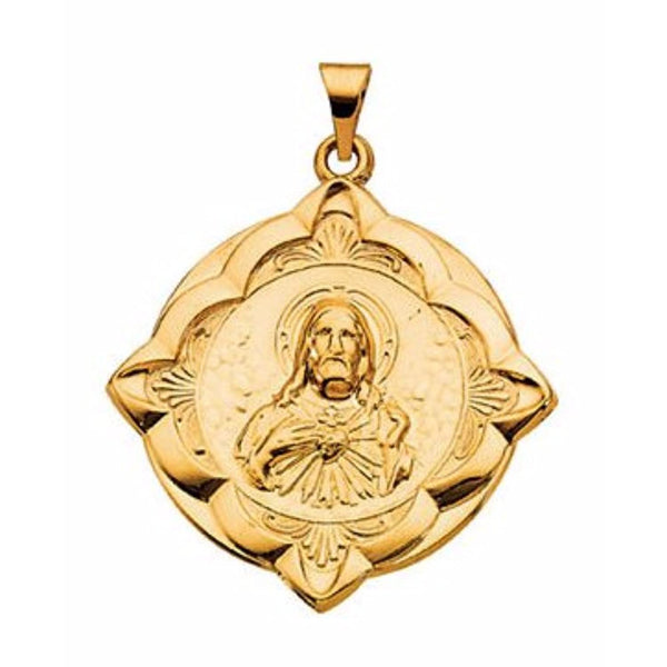 14k Yellow Gold Sacred Heart Medal (31x31 MM)