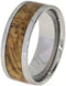 Black Ash Burl Wood Inlay 8mm Comfort Fit Polished Titanium Band, Size 15