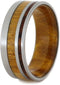 Ironwood, Bamboo, Titanium 7mm Comfort-Fit Matte Titanium Lignum Vitae Wood Ring