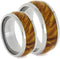 Gold Box Elder Burl Wood Comfort-Fit Titanium His and Hers Wedding Bands Sizes M 14.5-F9.5