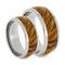 Gold Box Elder Burl Wood Comfort-Fit Titanium His and Hers Wedding Band Set