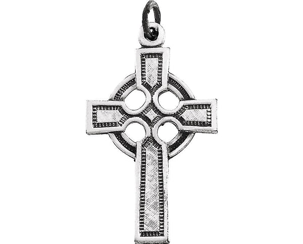 Celtic Halo Cross 14k White Gold Pendant (29.5x20 MM)