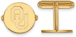 Gold-Plated Sterling Silver University of Oklahoma Round Cuff Links, 15MM