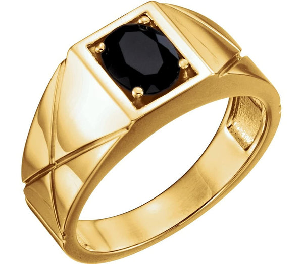 Men's Oval Onyx Ring, 14k Yellow Gold, Size 11