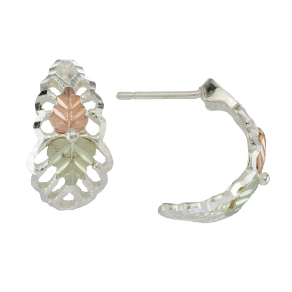 Demi Hoop Earrings, Sterling Silver, 12k Green Gold, 12k Rose Gold Black Hills Gold