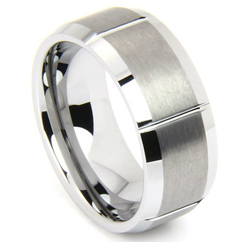 Tungsten Matte and Polished 8mm Comfort Fit Ring (Lifetime Sizing Guaranty)