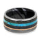 Dinosaur Bone, Meteorite, Petrified Wood, 14k Rose Gold, Turquoise, Titanium, 10mm Black and White Mokume Gane Band