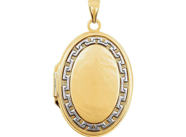 14k Yellow Gold, 14k White Gold Two Tone Oval Locket