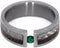 Emerald, Dinosaur Bone, Gibeon Meteorite, 14k White Gold 6mm Comfort-Fit Brushed Titanium Wedding Band, Size 10.75