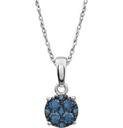 Blue Diamond Pendant 14k White Gold Necklace, 18" (1/5 Cttw)