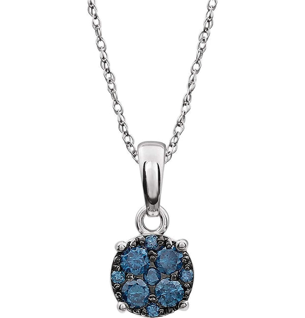 Blue Diamond Pendant 14k White Gold Necklace, 18" (1/5 Cttw)