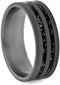 Black Stardust Meteorite, Sandblasted Titanium 6mm Comfort-Fit Band, Size 8.75