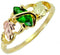 Lab Created Emerald Marquise Wrap Ring, 10k Yellow Gold, 12k Pink and Green Gold Black Hills Gold Motif, Size 9