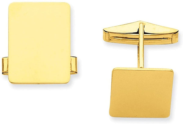 14k Yellow Gold Rectangular Cuff Links, 19.5X15MM