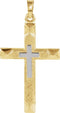 Two-Tone Hollow Cross 14k Yellow and White Gold Pendant (29X19MM)