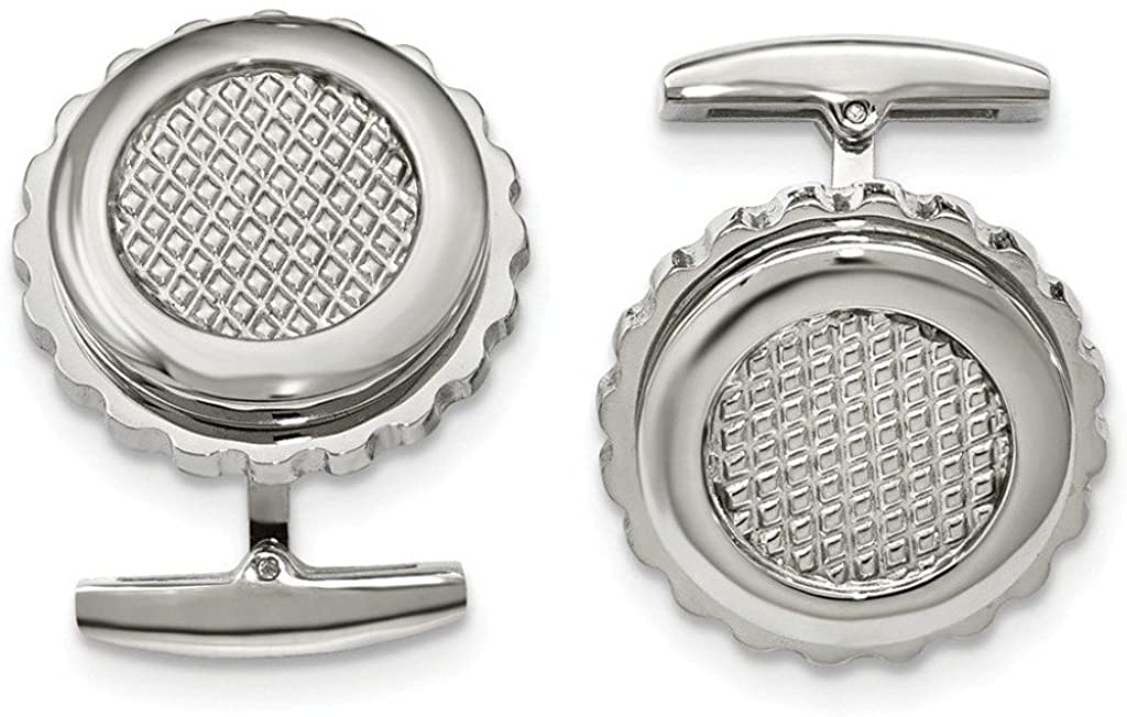 Stainless Steel Textured Round Cuff Links