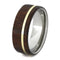 Ipe Wood, 14k Yellow Gold Pinstripe 8mm Comfort-Fit Matte Titanium Ring