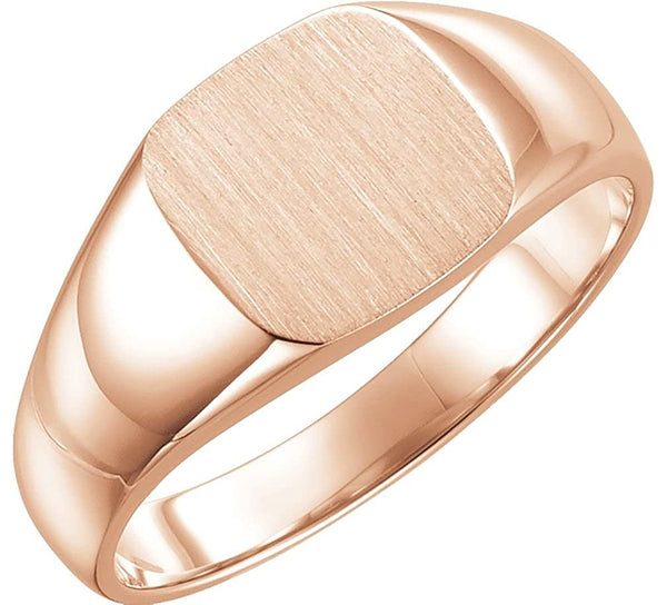 Men's Closed Back Square Signet Ring, 18k Rose Gold (10mm) Size 8.75