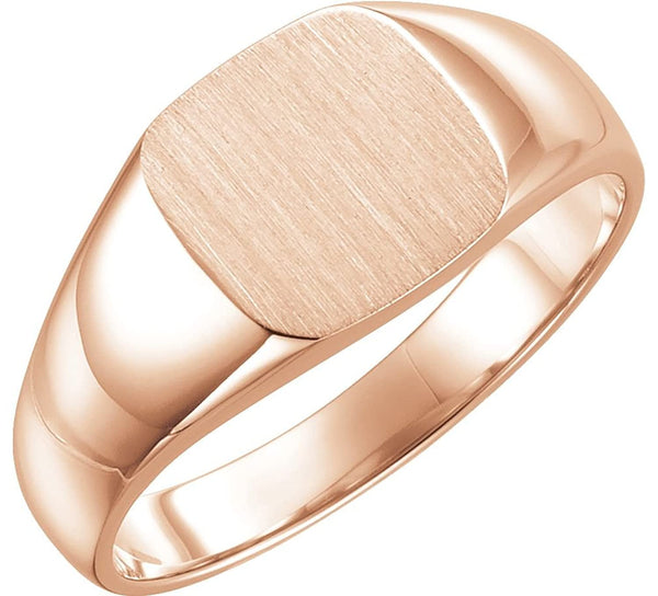 Men's Closed Back Square Signet Ring, 18k Rose Gold (10mm) Size 12.25