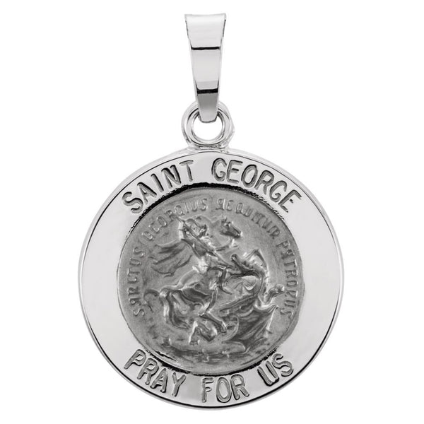 14k White Gold Round St. George Medal (15 MM)