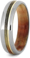 Flame Box Elder Burl, 14k Yellow Gold 5mm Comfort-Fit Titanium Wedding Band