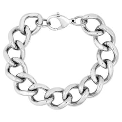 Men's High Polish Finish Curb Link Bracelet, Stainless Steel, 8.5"
