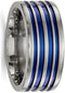 Edward Mirell Titanium Blue Anodized Grooved 10mm Closed Back Band, Size 12