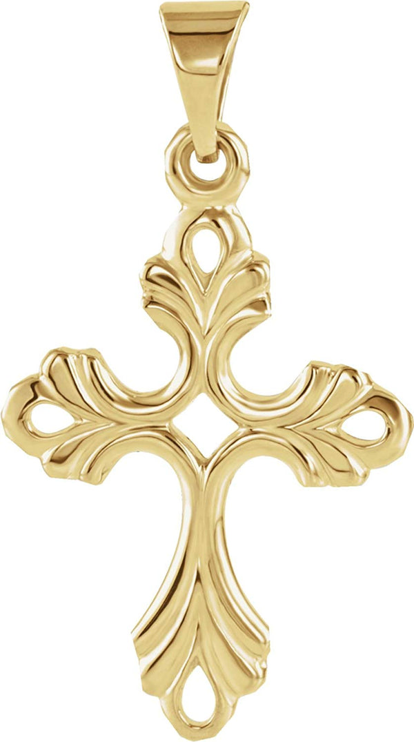 Fleury Cross 14k Yellow Gold Pendant (24.5X17 MM)