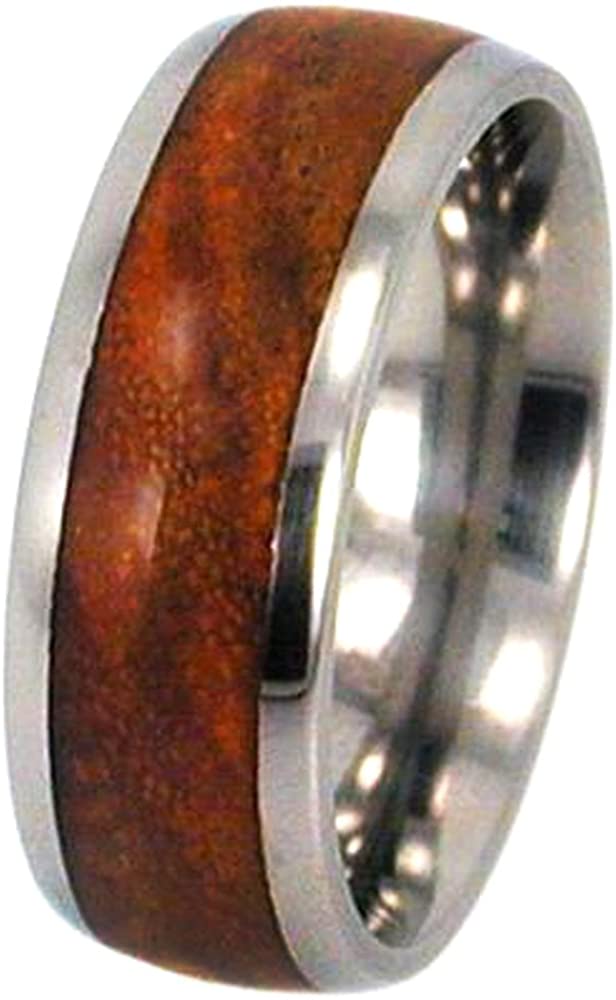 Canary Wood Inlay 8mm Comfort Fit Titanium Wedding Band, Size 13.5