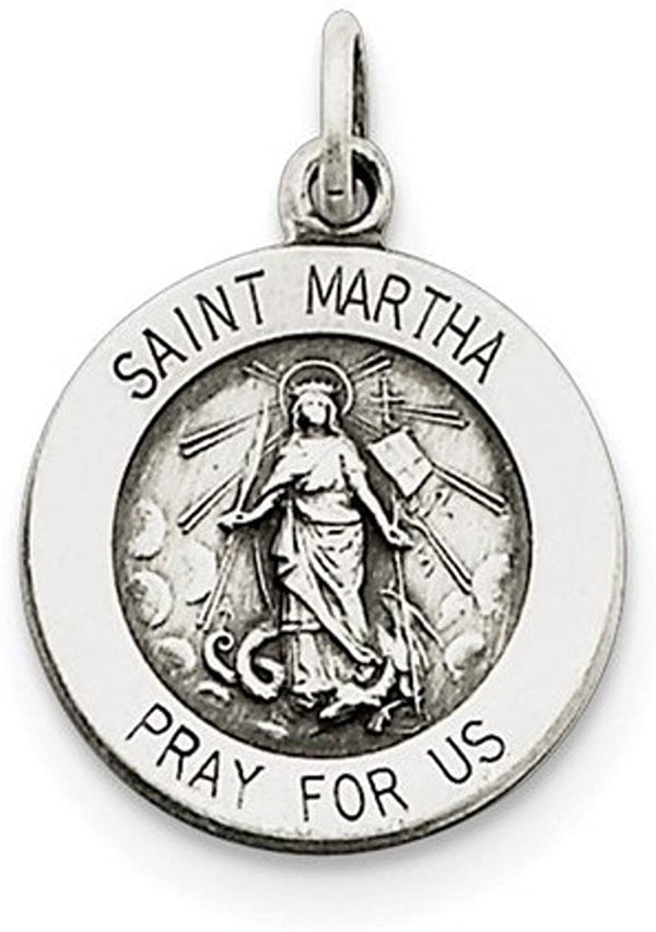 Sterling Silver Antiqued Saint Martha Medal (21X15MM)