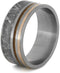 Gibeon Meteorite, Kauri Wood, 14k Rose Gold 9mm Comfort Fit Titanium Wedding Band, Size 8.5