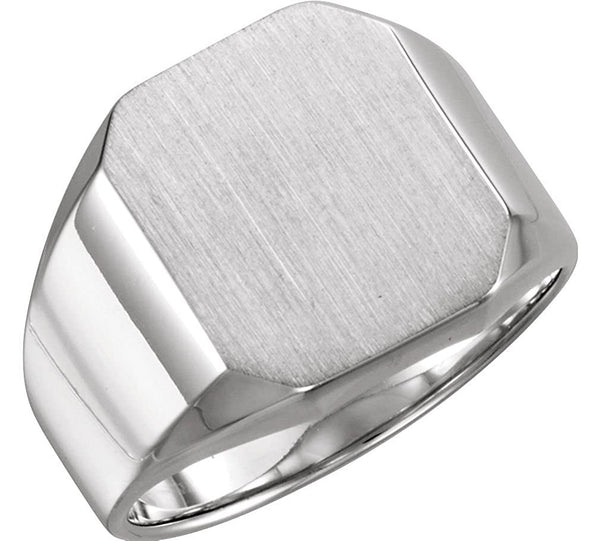 Men's Brushed Satin Signet Ring, Continuum Sterling Silver (16X14MM)