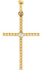 Diamond Beaded Cross 14k Yellow Gold Pendant (.03 Ct, G-H Color, I1 Clarity)