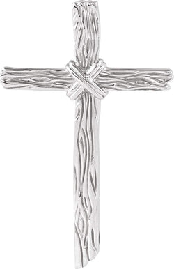 Woodgrain Cross Brushed Sterling Silver Pendant (50.75X32.25MM)