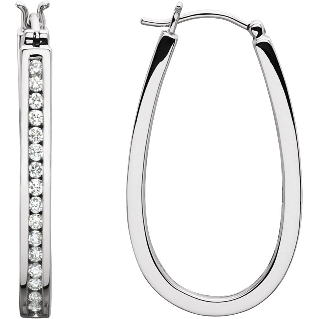 Diamond Inside-Outside Hoop Earrings, 14K White Gold (1 Ctw, Color H-I, Clarity I1)