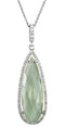 Green Quartz Checkerboard and Diamond Halo Pear-Shaped Sterling Silver Necklace, 18"