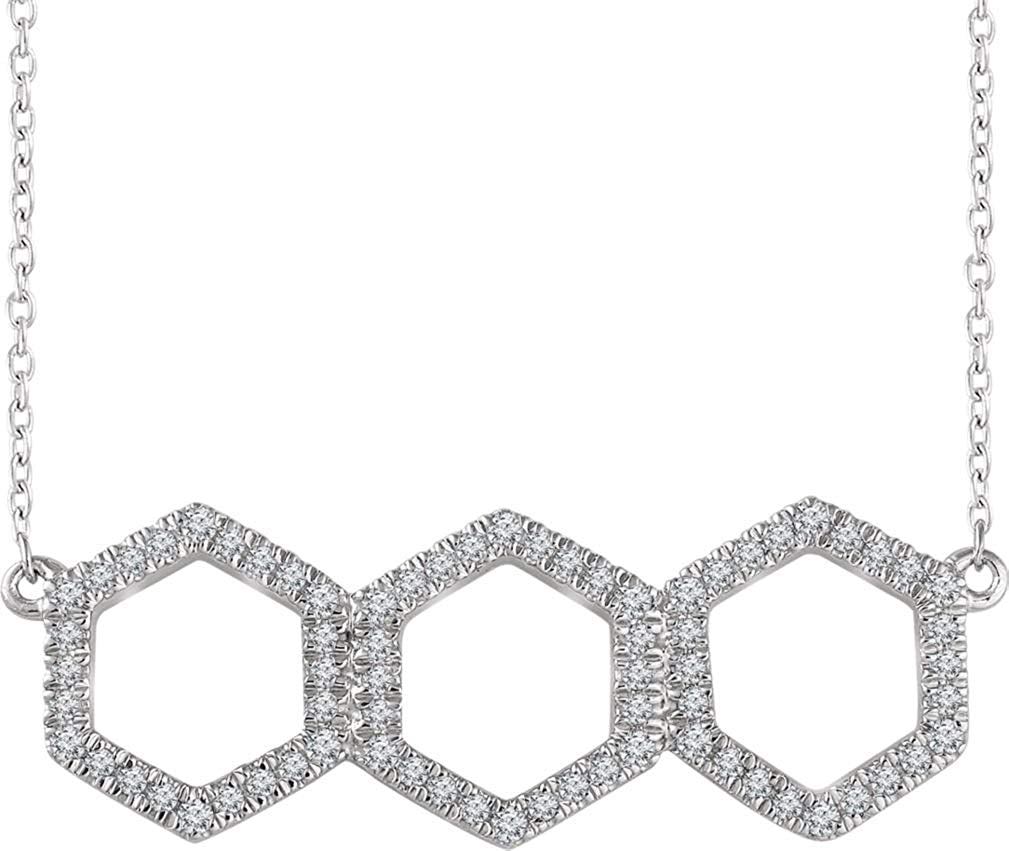 Diamond Geometric Necklace, 14k White Gold, 16-18" (0.25 Ctw, H+ Color, I1 Clarity)