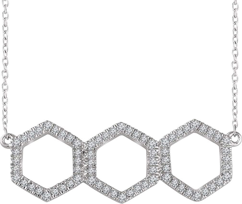 Diamond Geometric Necklace, 14k White Gold, 16-18" (0.25 Ctw, H+ Color, I1 Clarity)