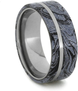 Black and Blue Cobaltium Mokume Gane 8mm Comfort-Fit Titanium Band, Size 10