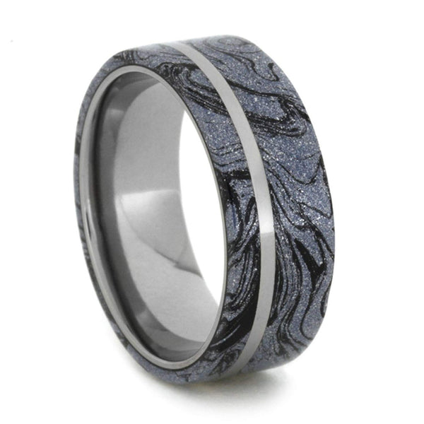 Black and Blue Cobaltium Mokume Gane 8mm Comfort-Fit Titanium Band