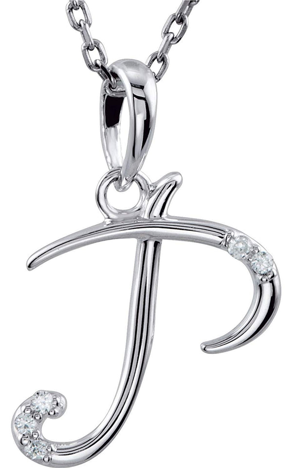 5-Stone Diamond Letter 'P' Initial Sterling Silver Pendant Necklace, 18" (.03 Cttw, GH, I2)