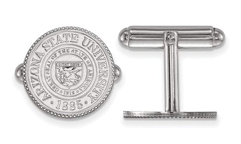 Rhodium-Plated Sterling Silver Arizona State University Crest Cuff Links, 16MM