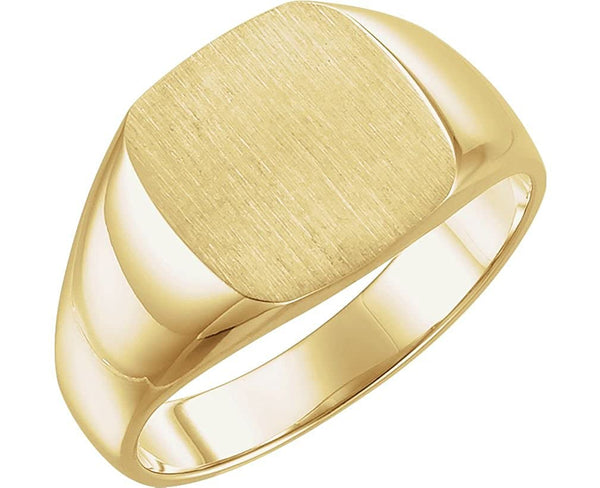 Men's Closed Back Square Signet Ring, 18k Yellow Gold (12mm)