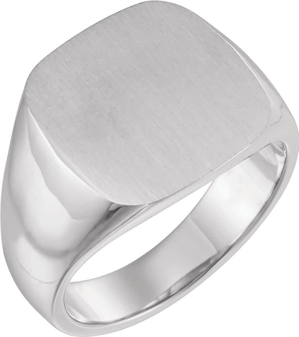 Men's Closed Back Signet Ring, Rhodium-Plated 10k White Gold (12mm)