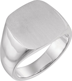 Men's Closed Back Signet Ring, Rhodium-Plated 10k White Gold (16mm) Size 13