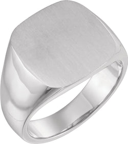 Men's Closed Back Signet Ring, Rhodium-Plated 14k White Gold (16mm)